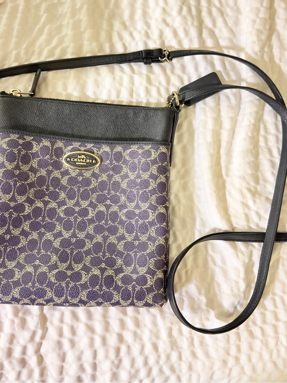 COACH NORTHSOUTH SWINGPACK crossbody black and purple 2014 limited edition